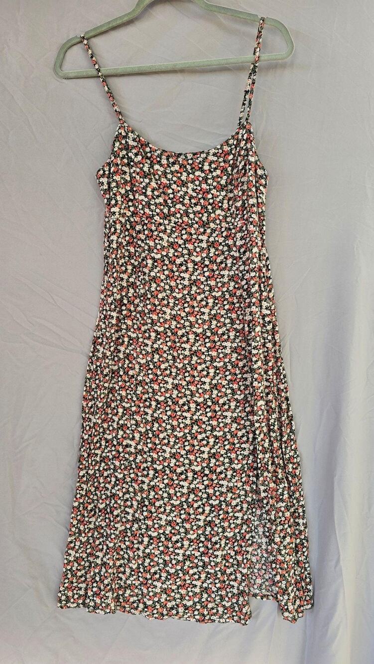 Volcom Dress Womens Large Floral Scoop Neck Strappy Sundress Viscose Knee Length